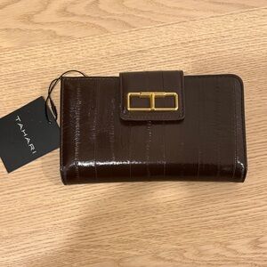 Tahari Dark Brown Wallet with Gold Accent